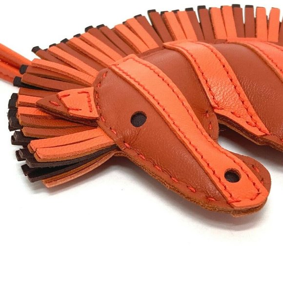 Authentic  HERMES zebra Gee Gee Savannah strap Bag Charm Anyo Miro Orange - Picture 9 of 10